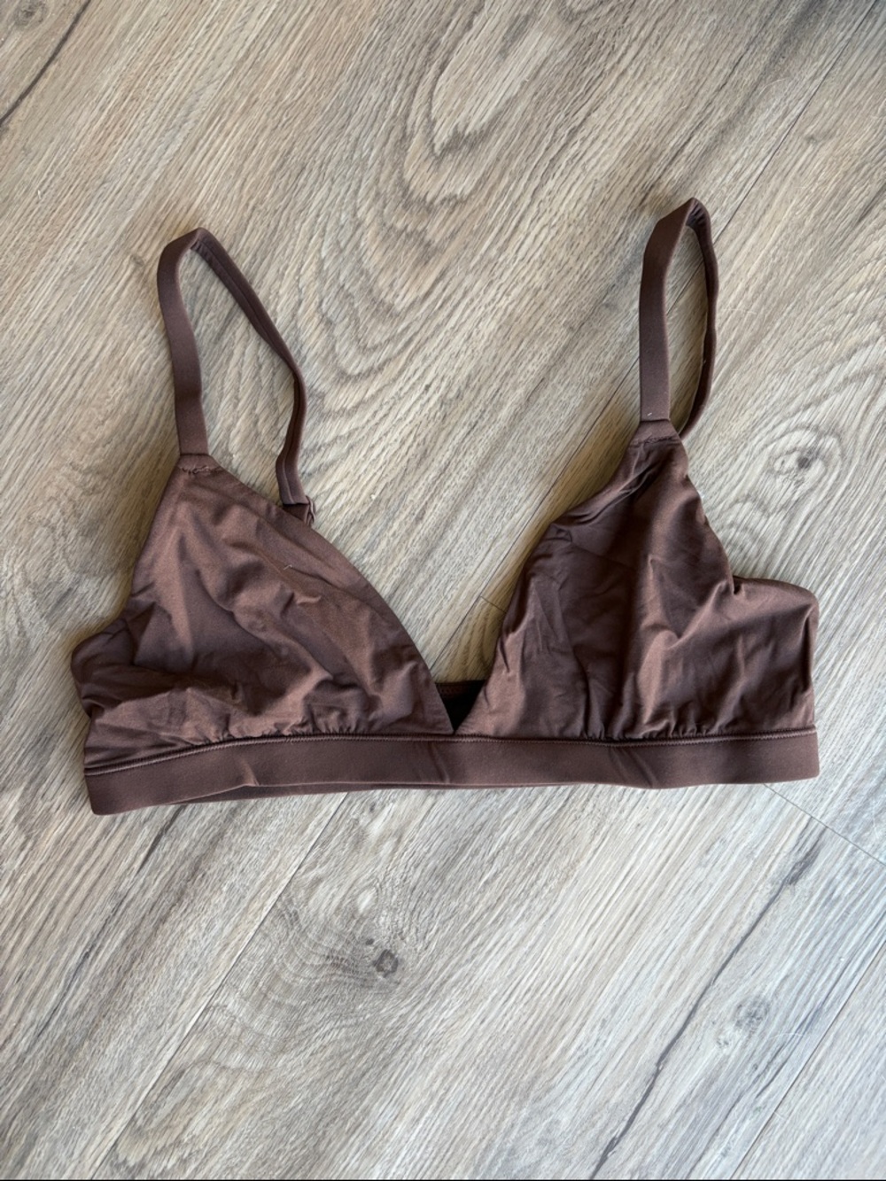 SKIMS Wireless Triangle Bralette in Chocolate